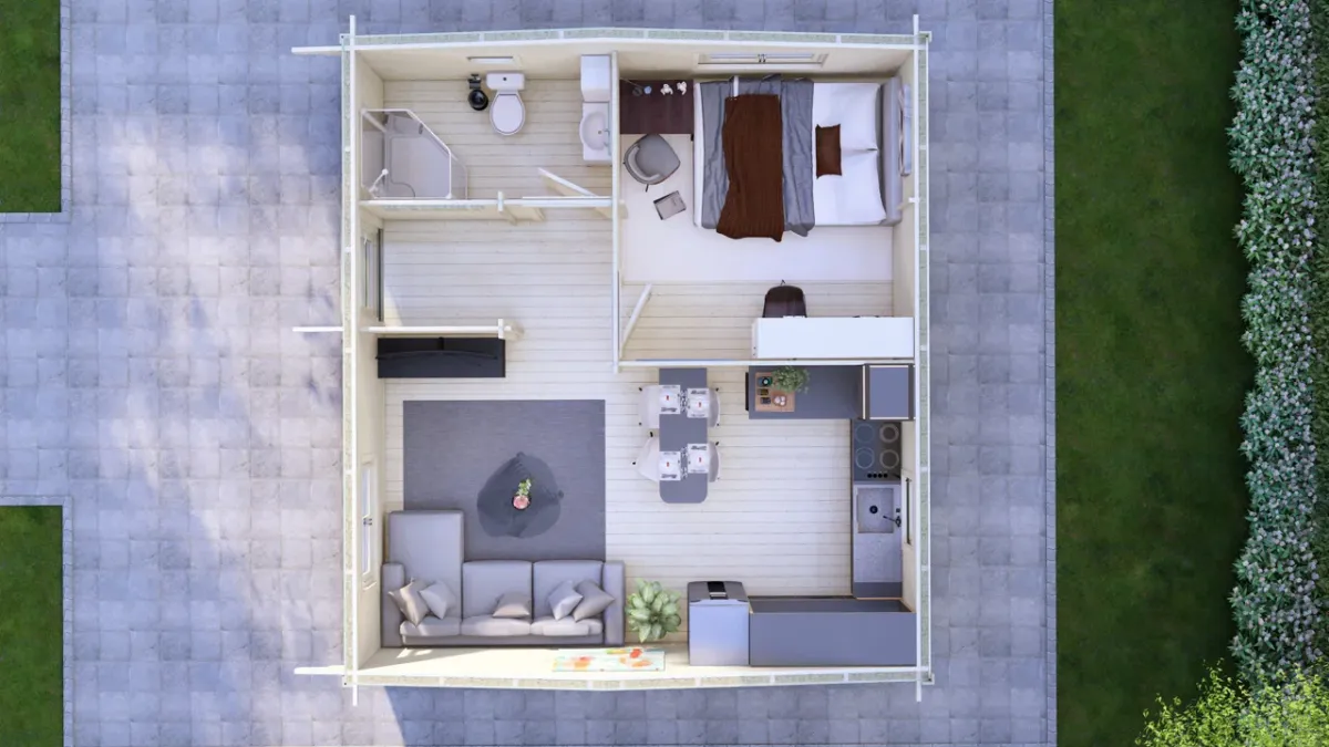 One Bedroom B2 Log Cabin 6.4m x 5.9m photo 2