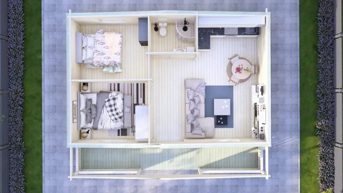 Two Bed C Log Cabin 9.0m x 7.4m photo 2