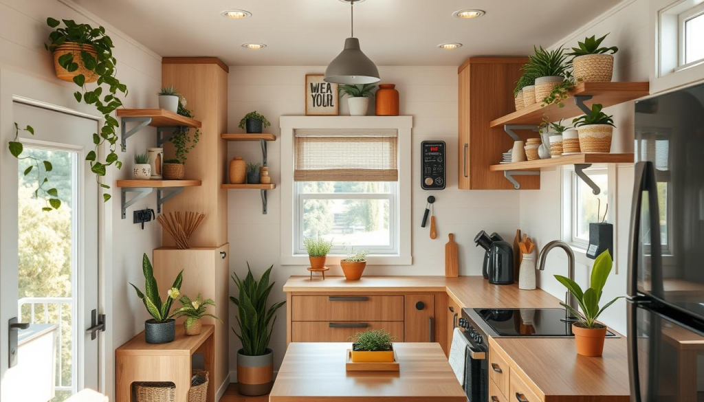 Efficient use of space in a tiny house kitchen Efficient use of space in a tiny house kitchen